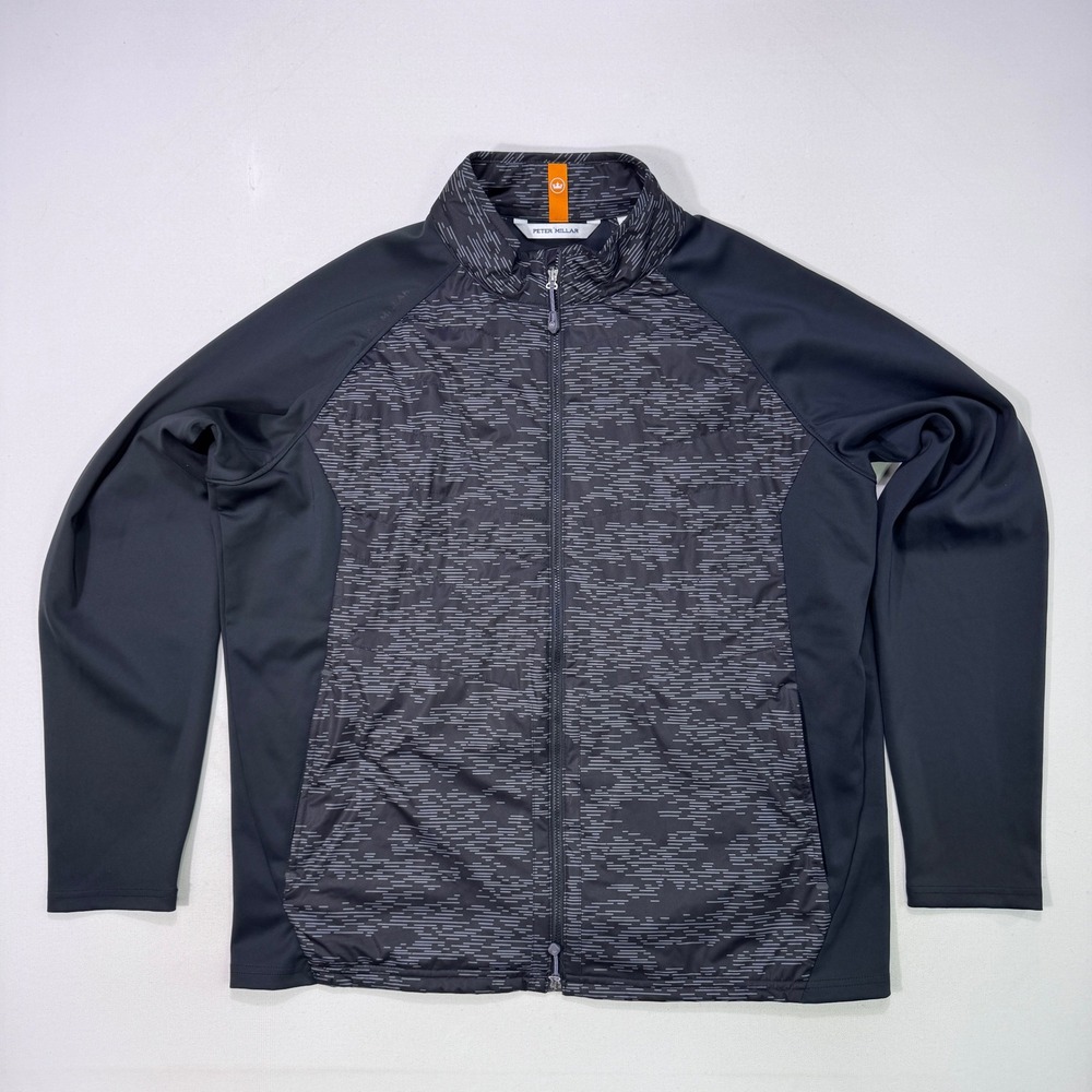 Peter Millar Merge Elite Hybrid Jacket Mens XL Black Golf Full Zip Windbreaker